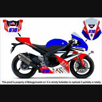 Complete and painted fairings GSX107 BLRED 