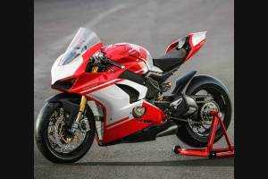 Complete and painted fairings in abs Ducati Panigale V4 for Akrapovic exhaust DUCV4 RDBL