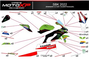 Kit adesivi compatibile con Kawasaki Zx10R 2021 - 2022 - MXPKAD14807