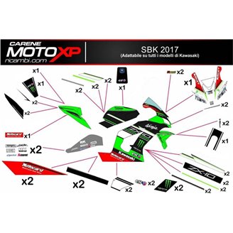 Kit de pegatinas compatible con Kawasaki ZX 400 2018 - 2022 - MXPKAD9651