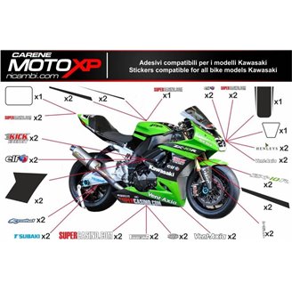 Kit adesivi compatibile con Kawasaki Zx6R 2003 - 2004 - MXPKAD854