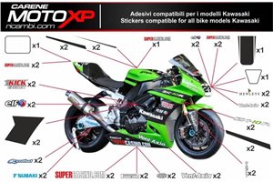 Kit Autocollants compatible avec Kawasaki Zx6R 2003 - 2004 - MXPKAD854