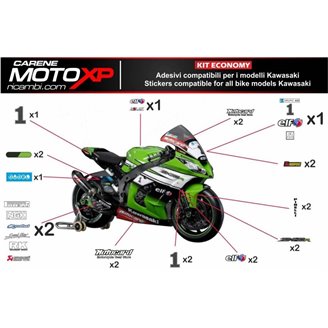 Kit adesivi compatibile con Kawasaki Zx6R 2007 - 2008 - MXPKAD9710