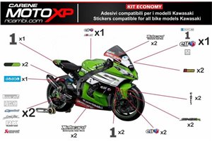 Sticker set compatible with Kawasaki Zx6R 2007 - 2008 - MXPKAD9710