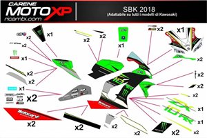Kit adesivi compatibile con Kawasaki Zx6R 636 2013 - 2018 - MXPKAD11869