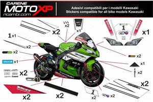 Kit de pegatinas compatible con Kawasaki Zx6R 636 2013 - 2018 - MXPKAD9780