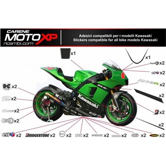 Kit Autocollants compatible avec Kawasaki Zx6R 636 2013 - 2018 - MXPKAD9757