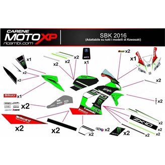 Sticker set compatible with Kawasaki Zx10R 2006 - 2007 - MXPKAD9846