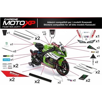 Kit adesivi compatibile con Kawasaki Zx10R 2008 - 2010 - MXPKAD9867