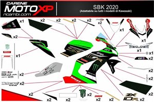 Kit Autocollants compatible avec Kawasaki Zx10R 2011 - 2015 -MXPKAD12311