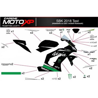 Kit Autocollants compatible avec Kawasaki Zx10R 2016 - 2020 - MXPKAD11854