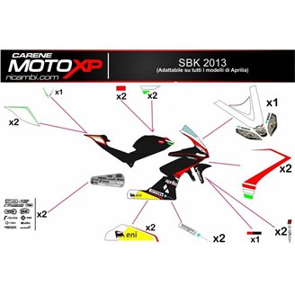 Kit Autocollants compatible avec Aprilia RSV4 2009 - 2014 - MXPKAD8025