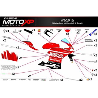 Kit Autocollants compatible avec Ducati 848 1098 1198 - MXPKAD8480
