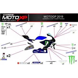 Sticker set compatible with Yamaha R1 2007 - 2008 - MXPKAD11178