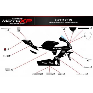 Kit Autocollants compatible avec Yamaha R6 2017 - 2022 - MXPKAD11383