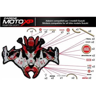 Sticker set compatible with Suzuki Gsxr 600/750 2001 - 2003 - MXPKAD2527