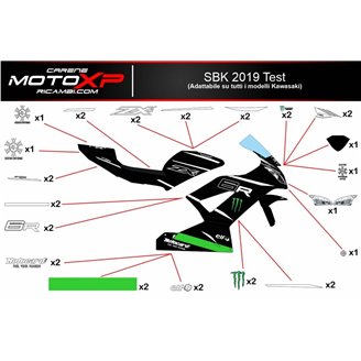 Aufkleber Satz kompatibel mit Kawasaki Zx6R 636 2013 - 2018 - MXPKAD16471