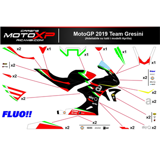 Kit adesivi compatibile con Aprilia RSV4 2021 - 2023 fluo - MXPKAD16497