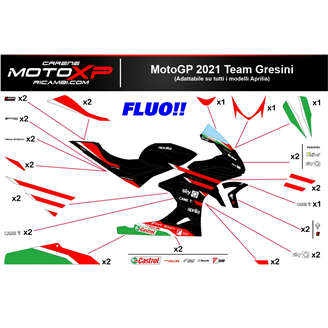 Kit Autocollants compatible avec Aprilia RSV4 2021 - 2023 fluo - MXPKAD16498