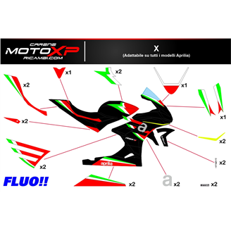 Kit adesivi compatibile con Aprilia RSV4 2021 - 2023 fluo - MXPKAD16500