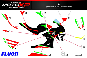 Kit adesivi compatibile con Aprilia RSV4 2021 - 2023 fluo - MXPKAD16500