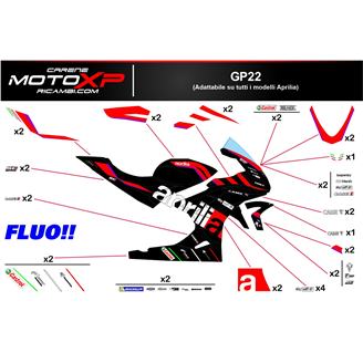 Aufkleber Satz kompatibel mit Aprilia RSV4 2021 - 2023 fluo - MXPKAD16502